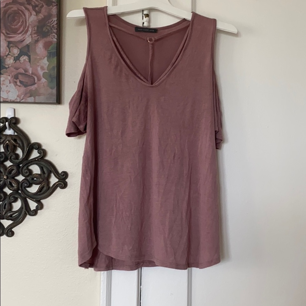 Mauve off the shoulder top.